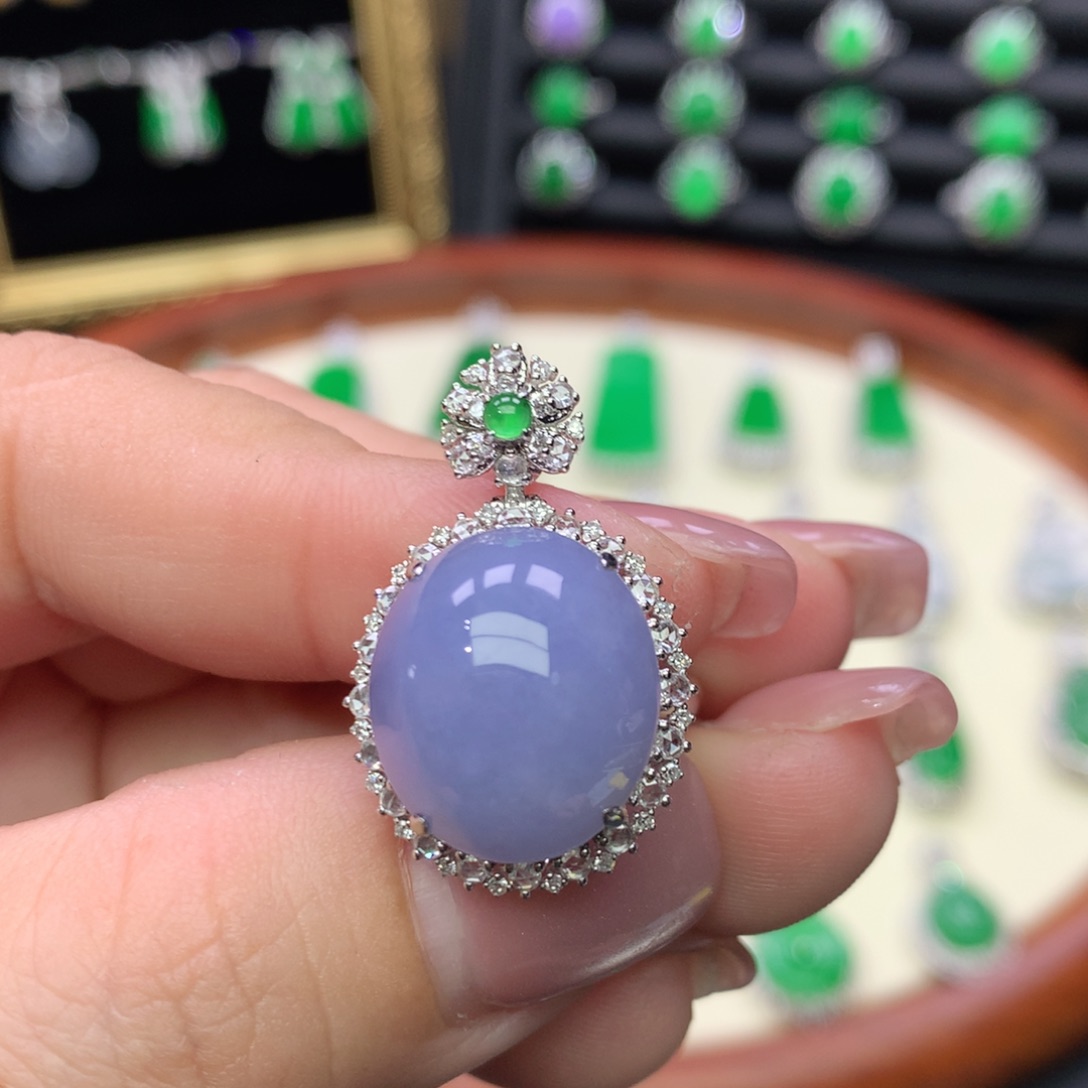 翡翠18K金镶嵌吊坠(不含链)