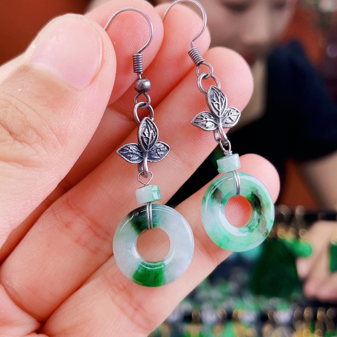 翡翠未镶嵌耳饰饰品