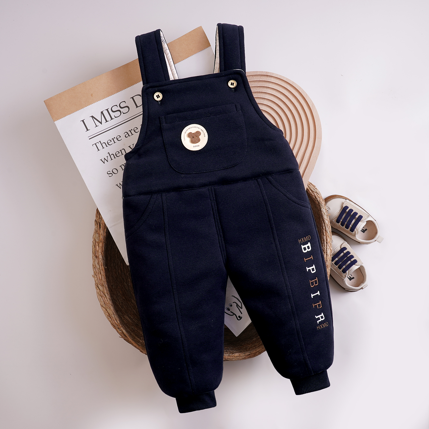 宝宝背带棉裤夹棉加厚冬季外穿男小童裤子秋装婴儿背带裤秋冬9313