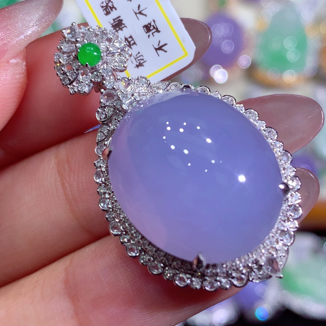 翡翠18K金镶嵌吊坠(不含链)