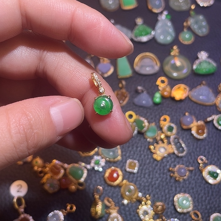 零***下翡翠银S925镶嵌吊坠(不含链)天然翡翠