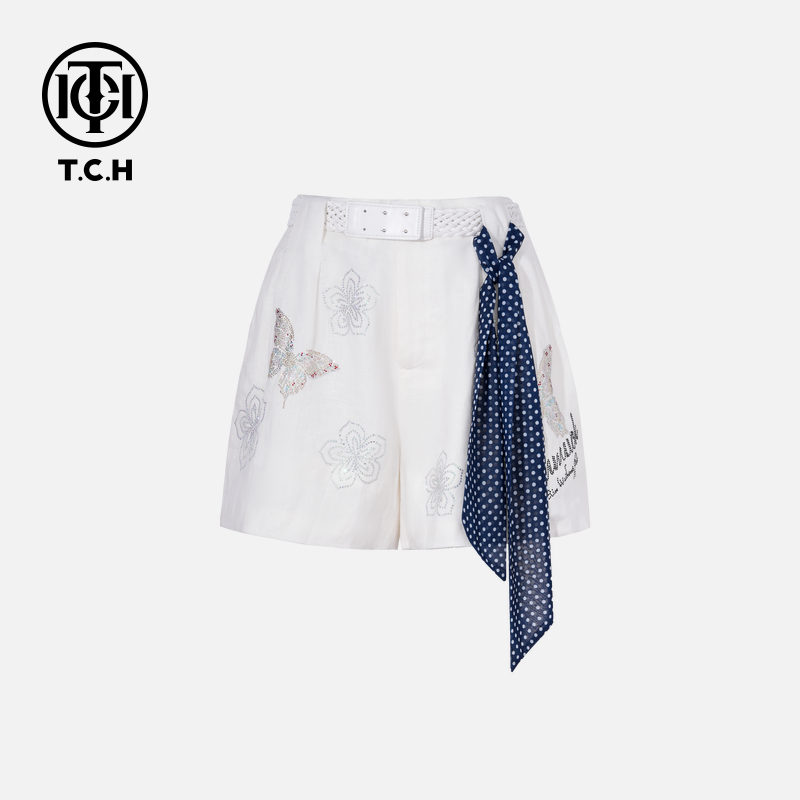 TCH私服烫钻工艺新时尚淑女百搭新潮流短裤女T75B21E5115轻奢tch