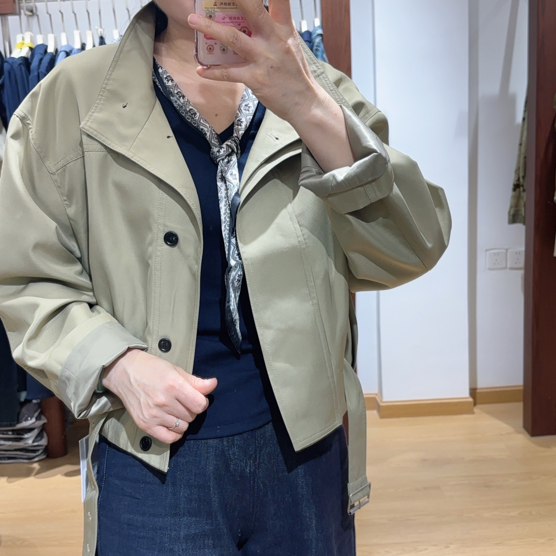秋款立领短款风衣外套8720