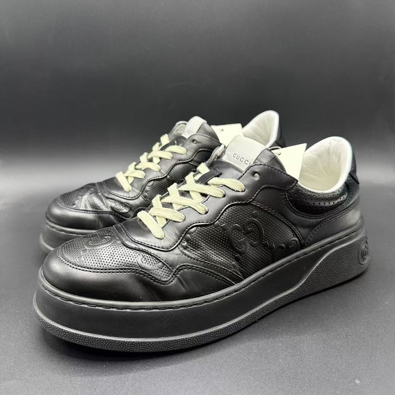 95新 GUCCI/古驰 男士黑色老花时尚百搭饼干鞋43码 gg014