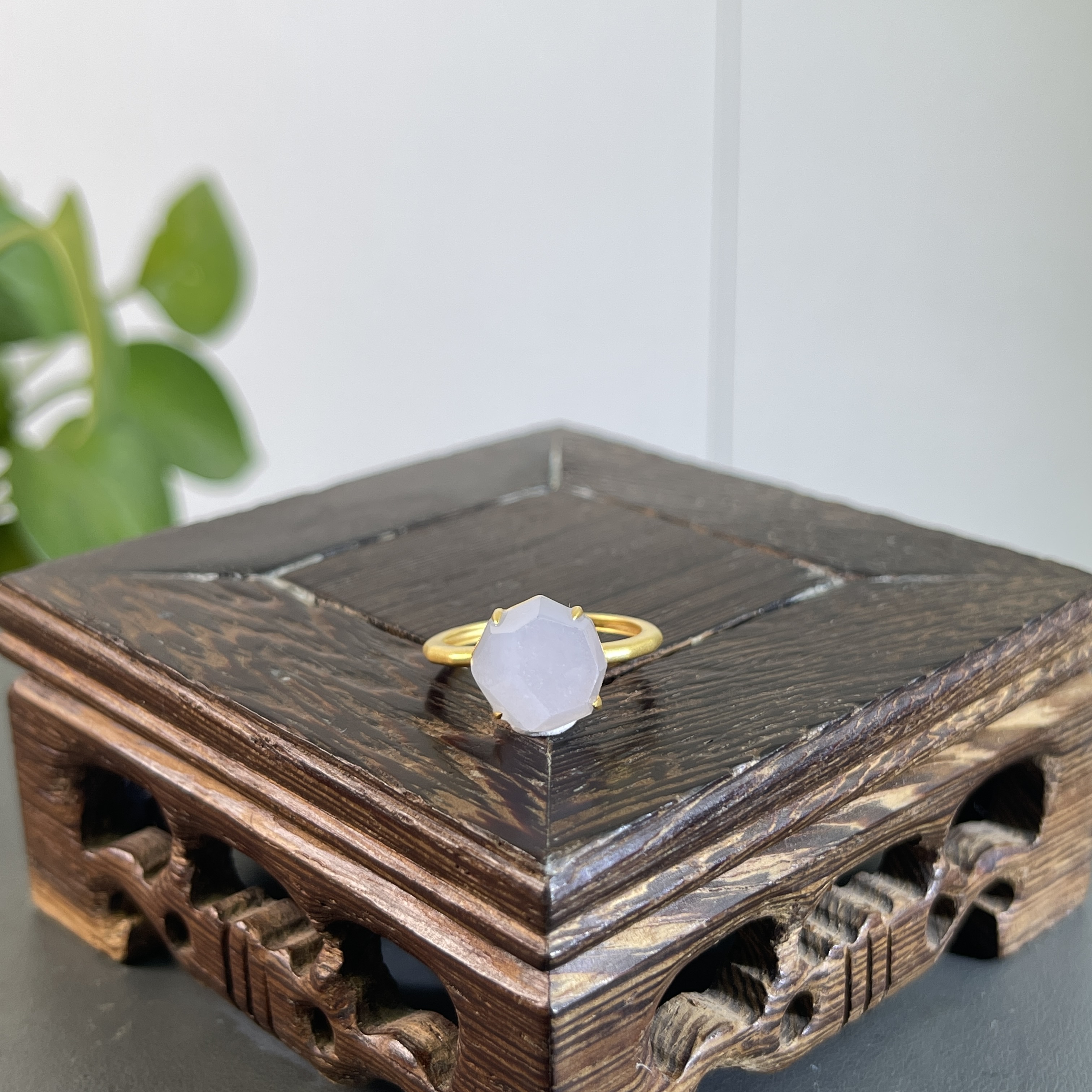 JYA05-141  天然缅甸A货翡翠 18K镶嵌戒指14#