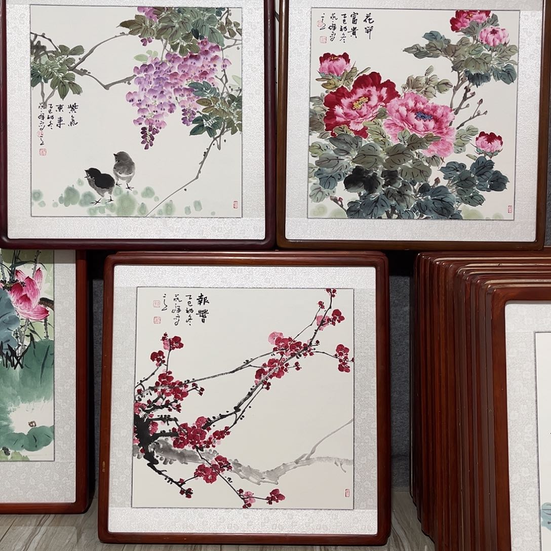 国画书画作品带框63×63