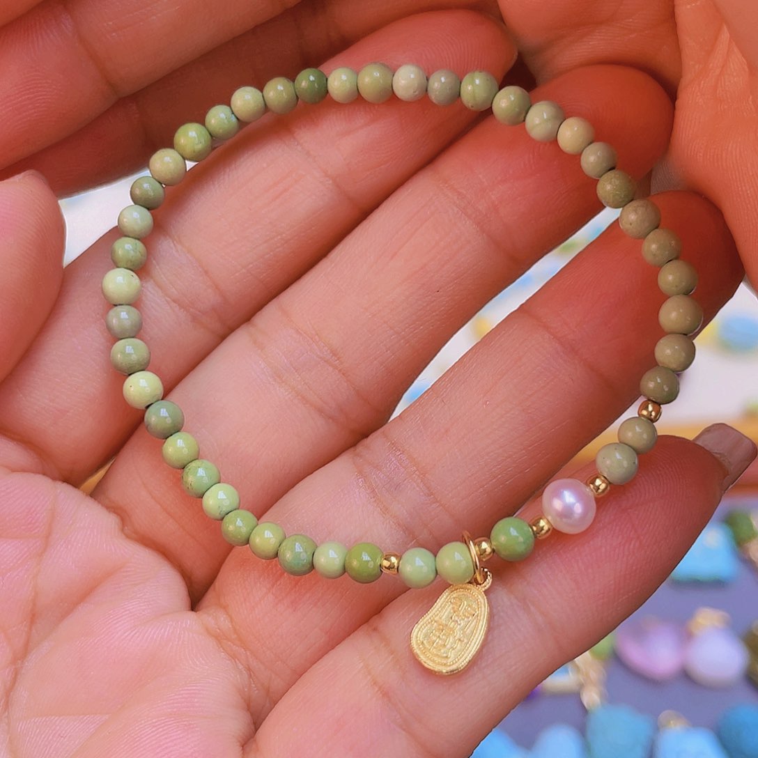 银S925镀金镶嵌绿松石手链