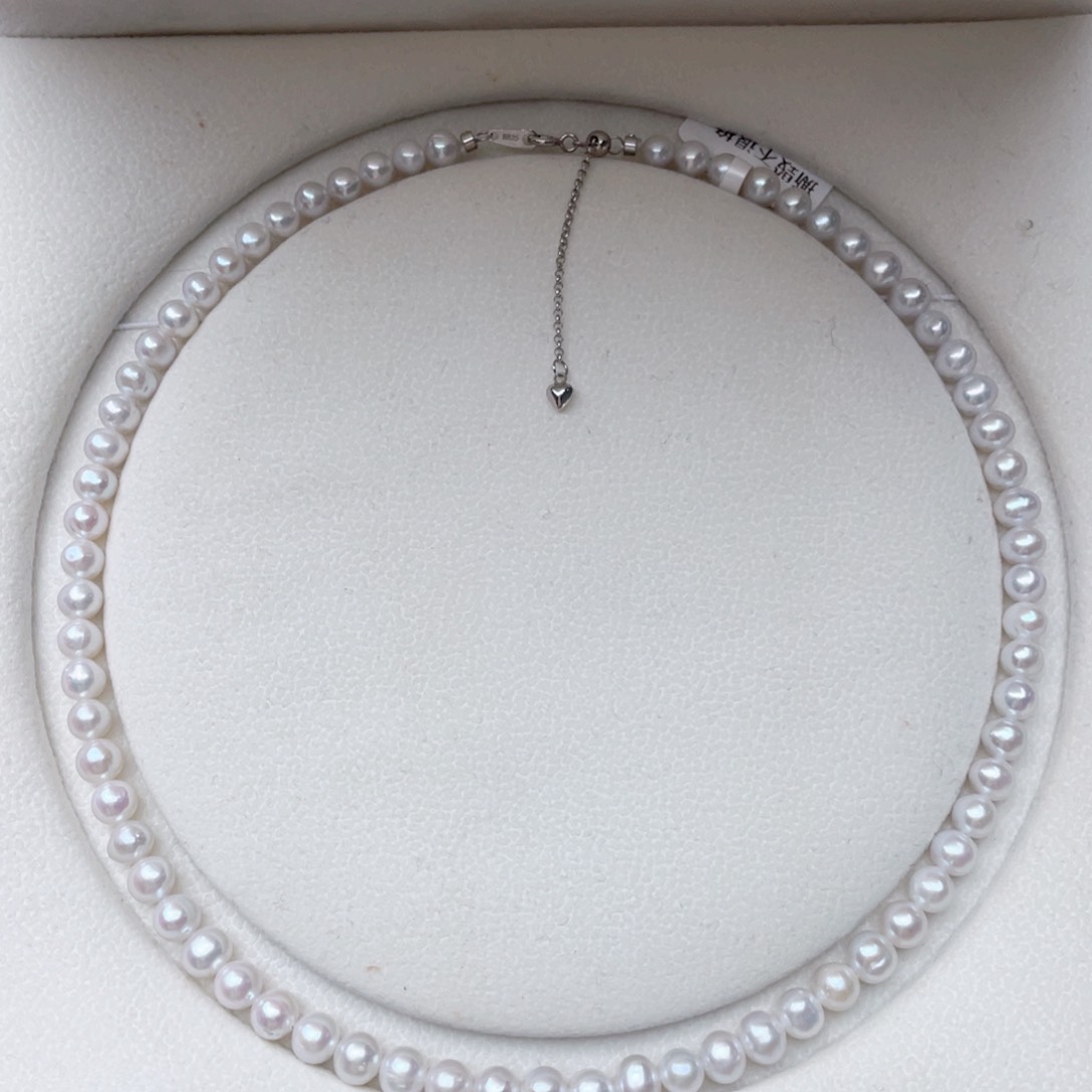 淡水珍珠银S925镶嵌颈饰6-7mm