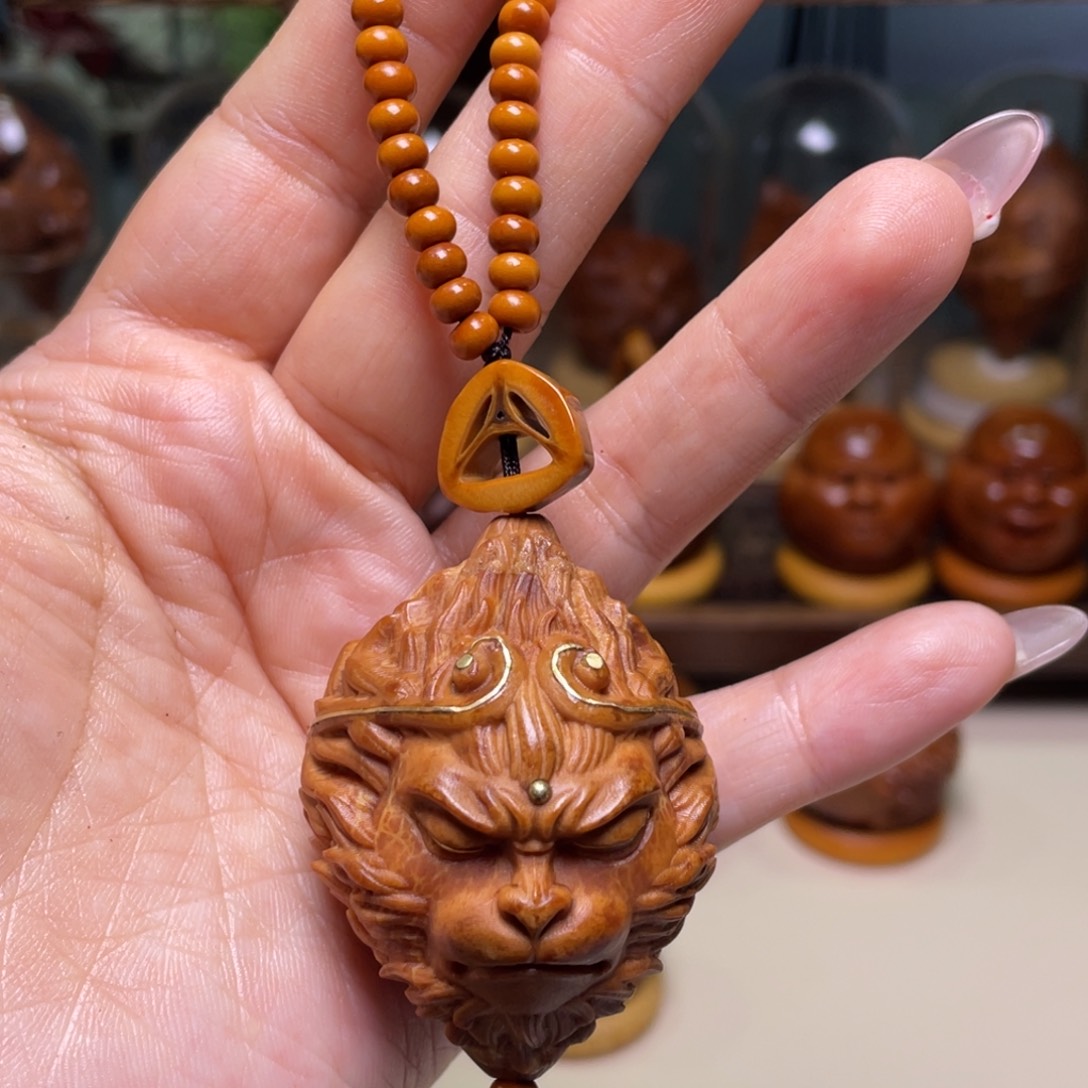 佛螺菩提吊坠镶嵌大圣富贵脸链子一套