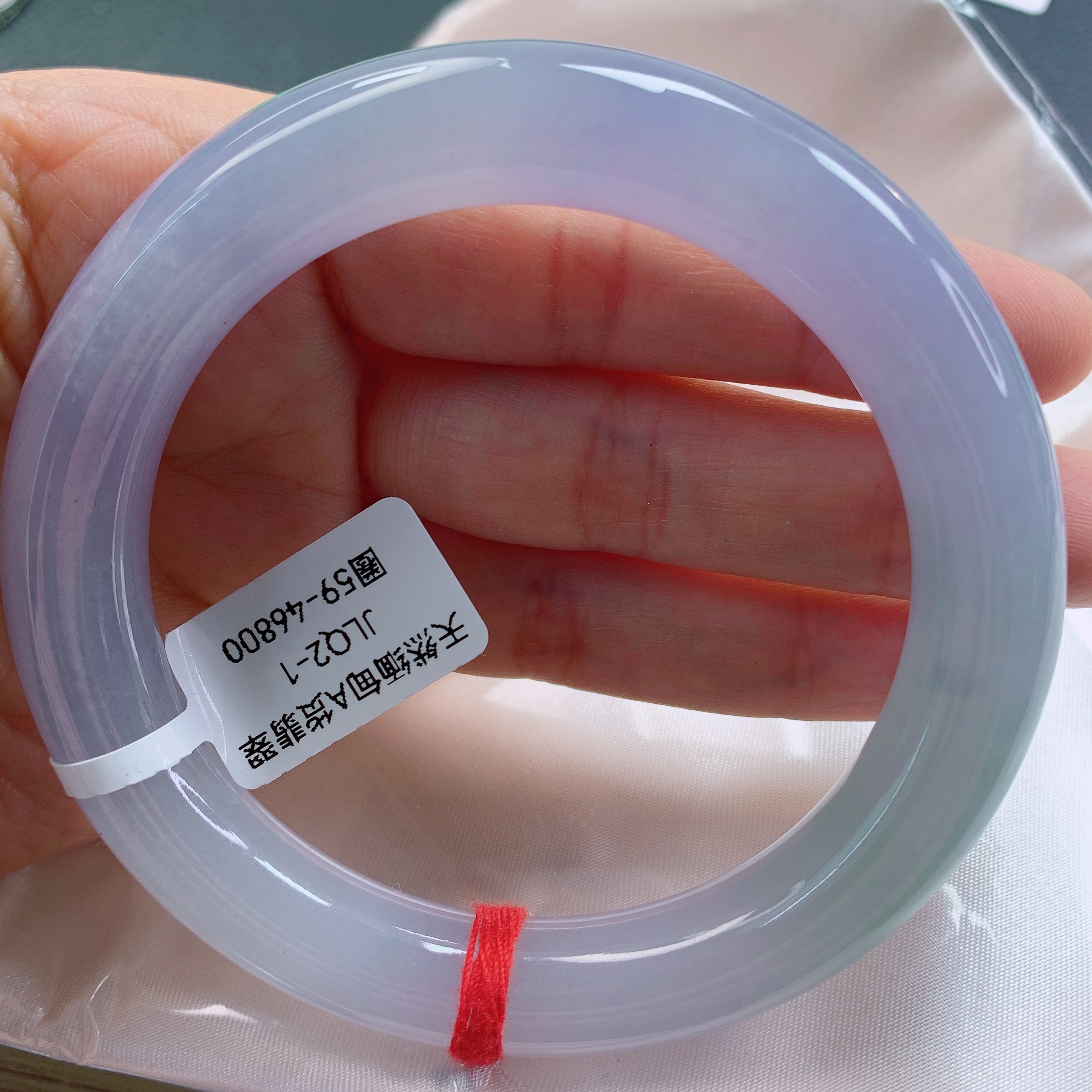 59天然缅甸A货翡翠冰种紫罗兰厚装圆条手镯时尚经典玉镯子