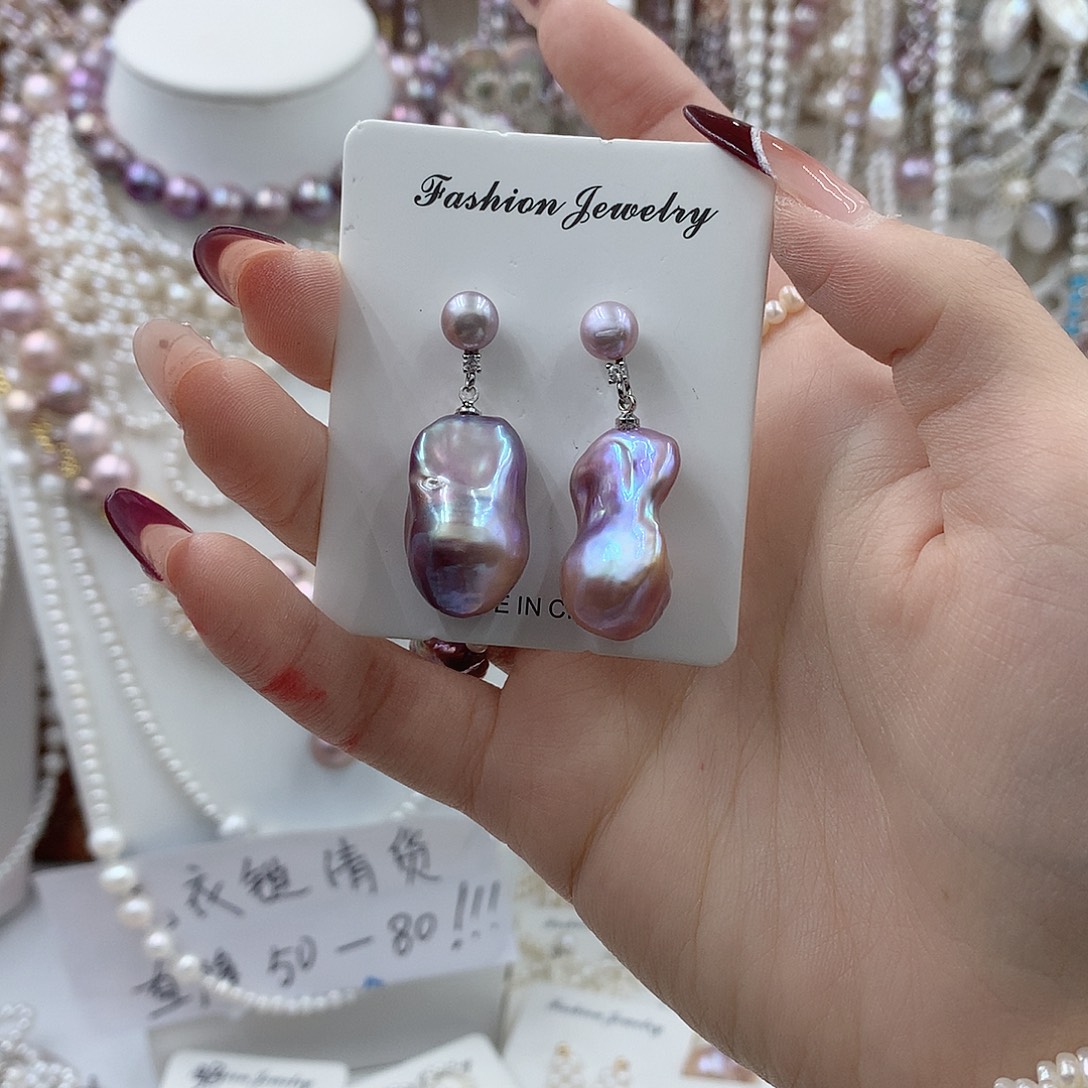 耳饰淡水珍珠银S925镶嵌