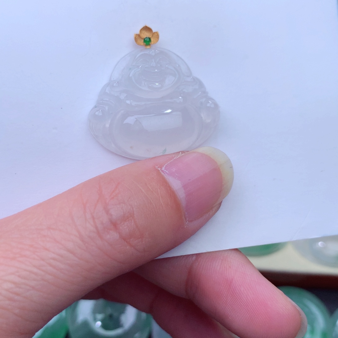 翡翠吊坠(不含链)18K金镶嵌