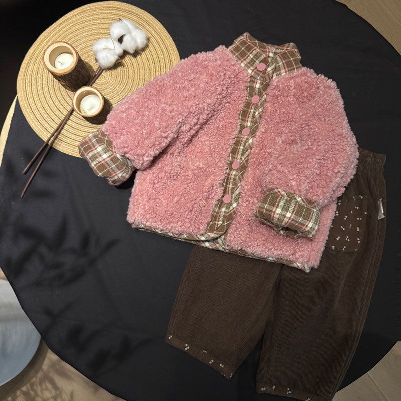 女童格子两面穿棉衣韩版加厚保暖立领棉袄冬季新款洋气宝宝外套