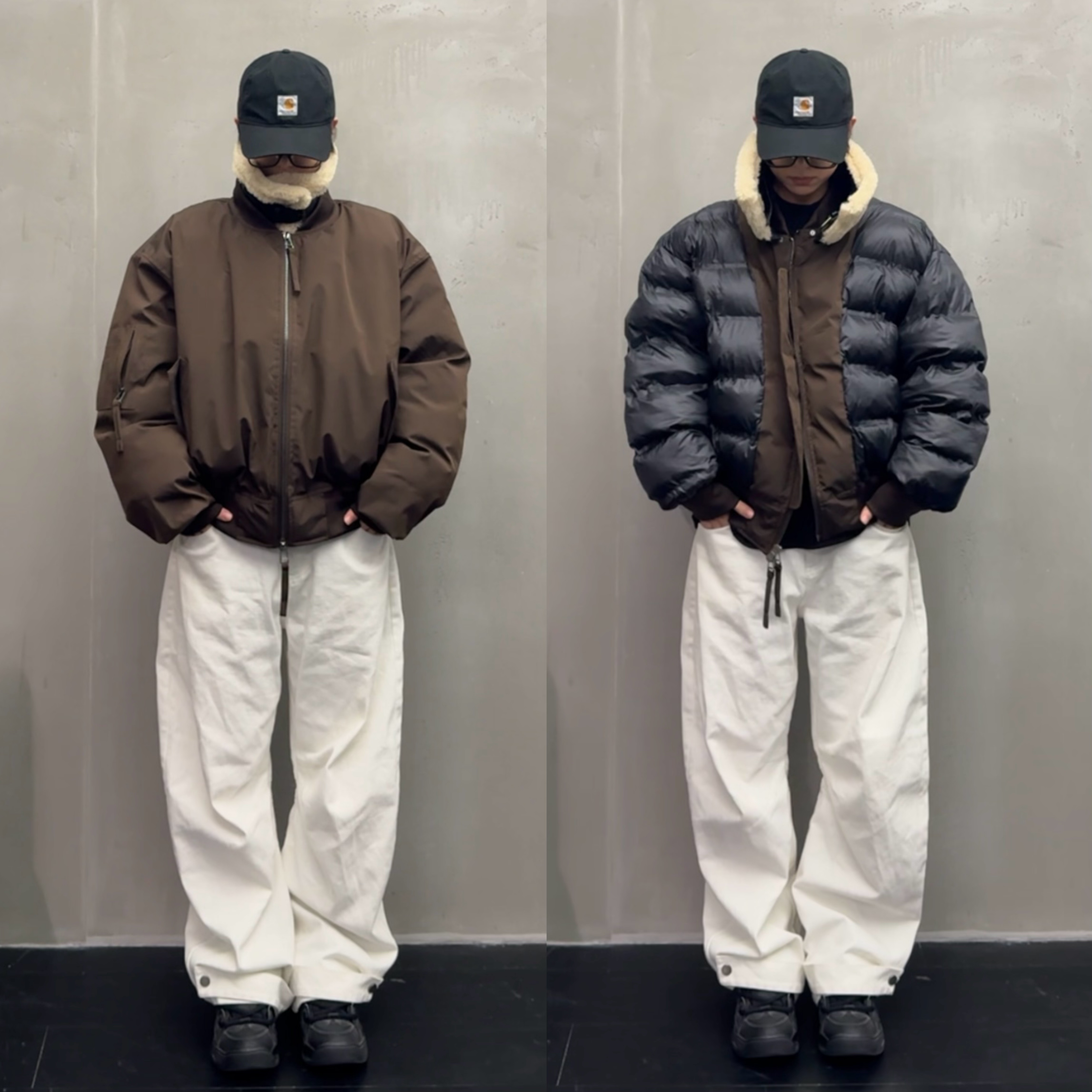 特宽松 可拆卸毛领bomber飞行cleanfit棉服立领情侣排骨棉袄棉衣