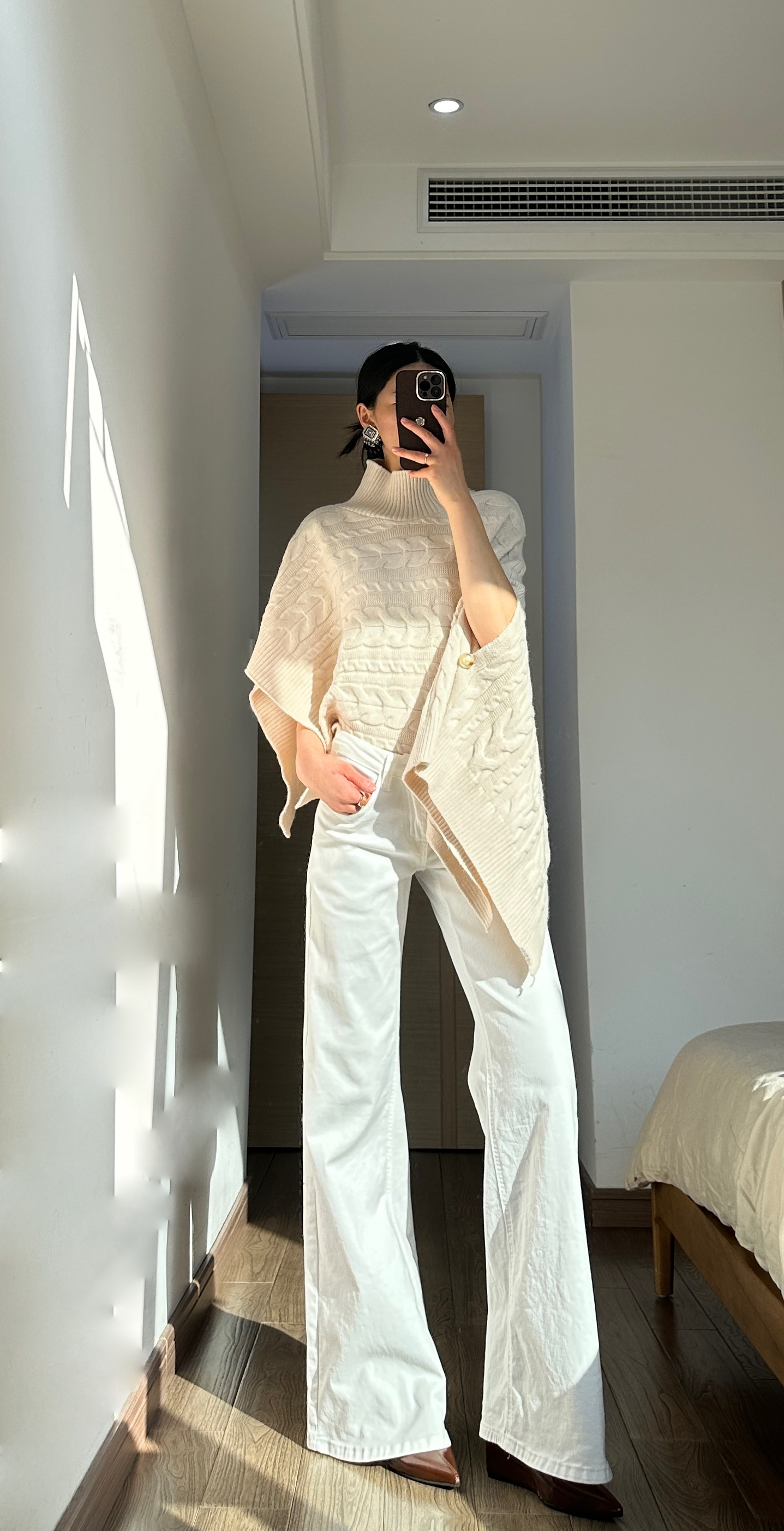 2025冬季披肩高领麻花披肩毛衣慵懒风宽松舒适加厚针织上衣斗篷女