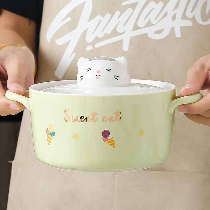泡面碗家用陶瓷餐具卡通可爱儿童餐具陶瓷吃饭碗礼品汤碗大号