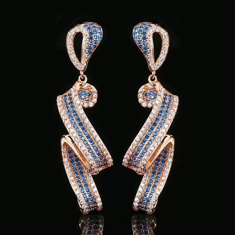 典藏轻奢-蓝宝石-高精切宝石耳钉YB-1450