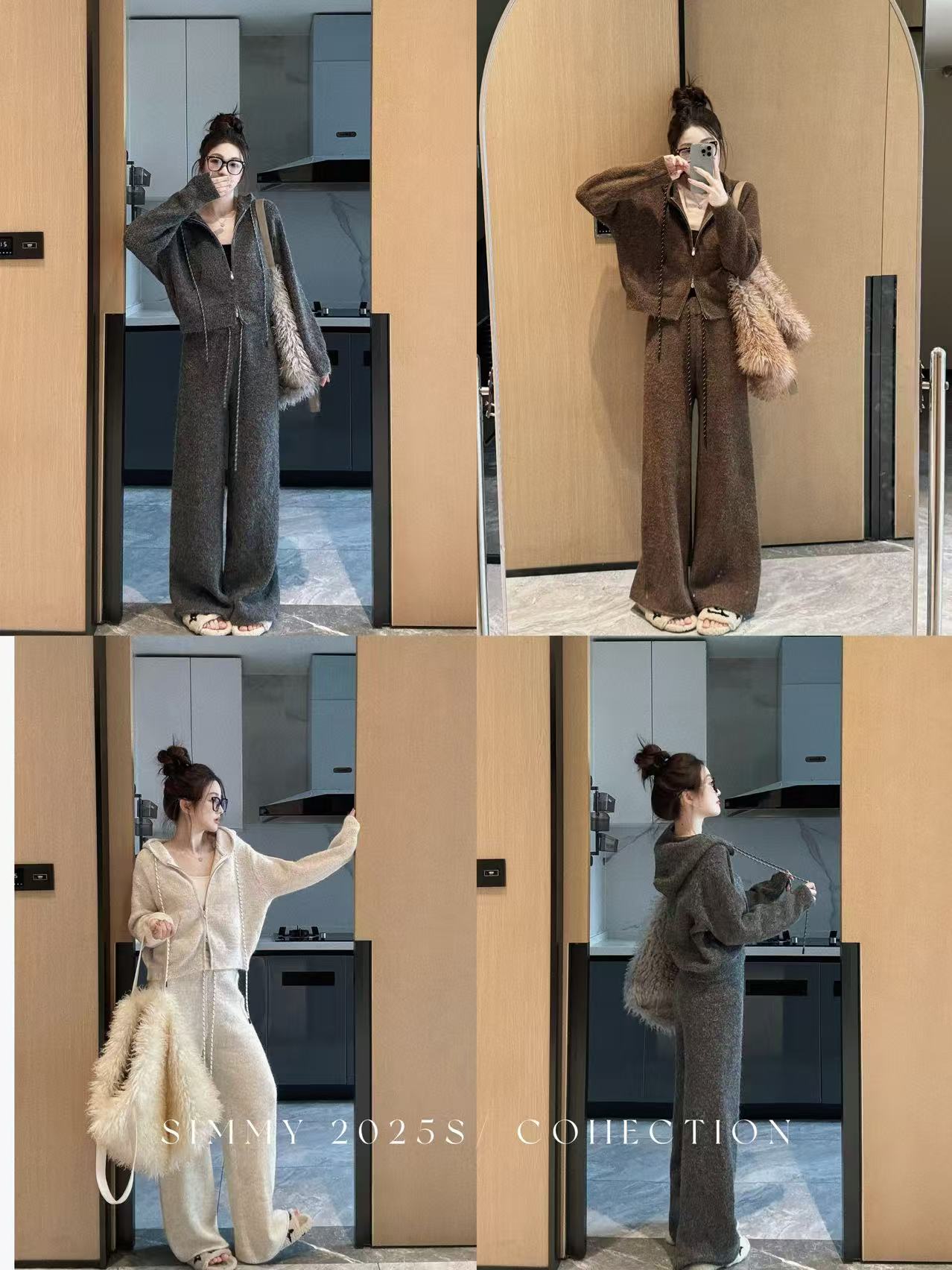 SIMMYJOY“超高穿搭率”韩版极简休闲针织抽绳开衫外套懒人通勤套装