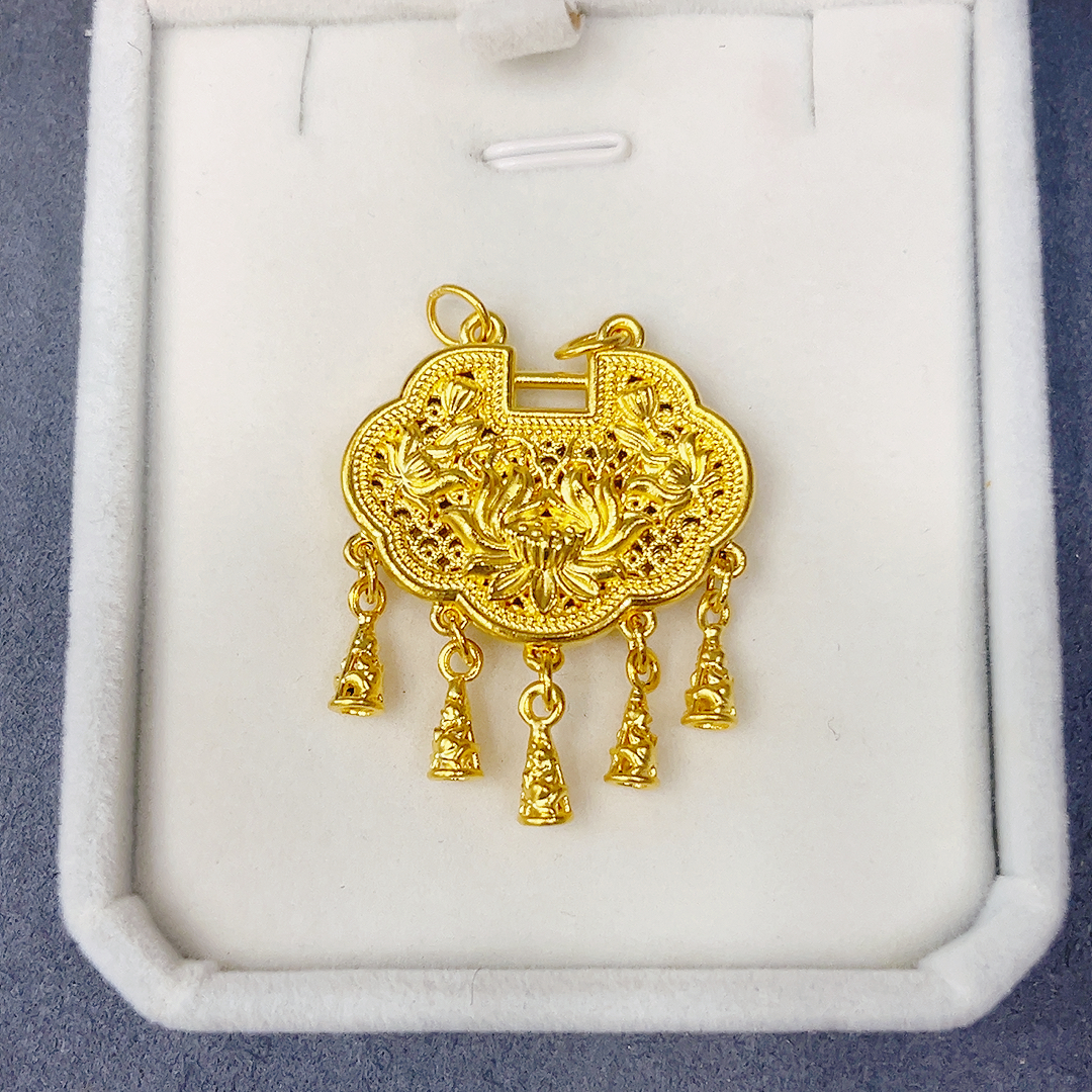 足金999璎珞锁吊坠