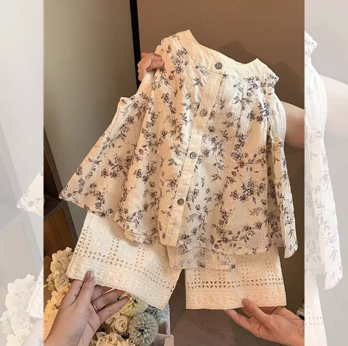 韩版童装春夏女童洋气网红炸街卡通印花假两件背心上衣T恤潮