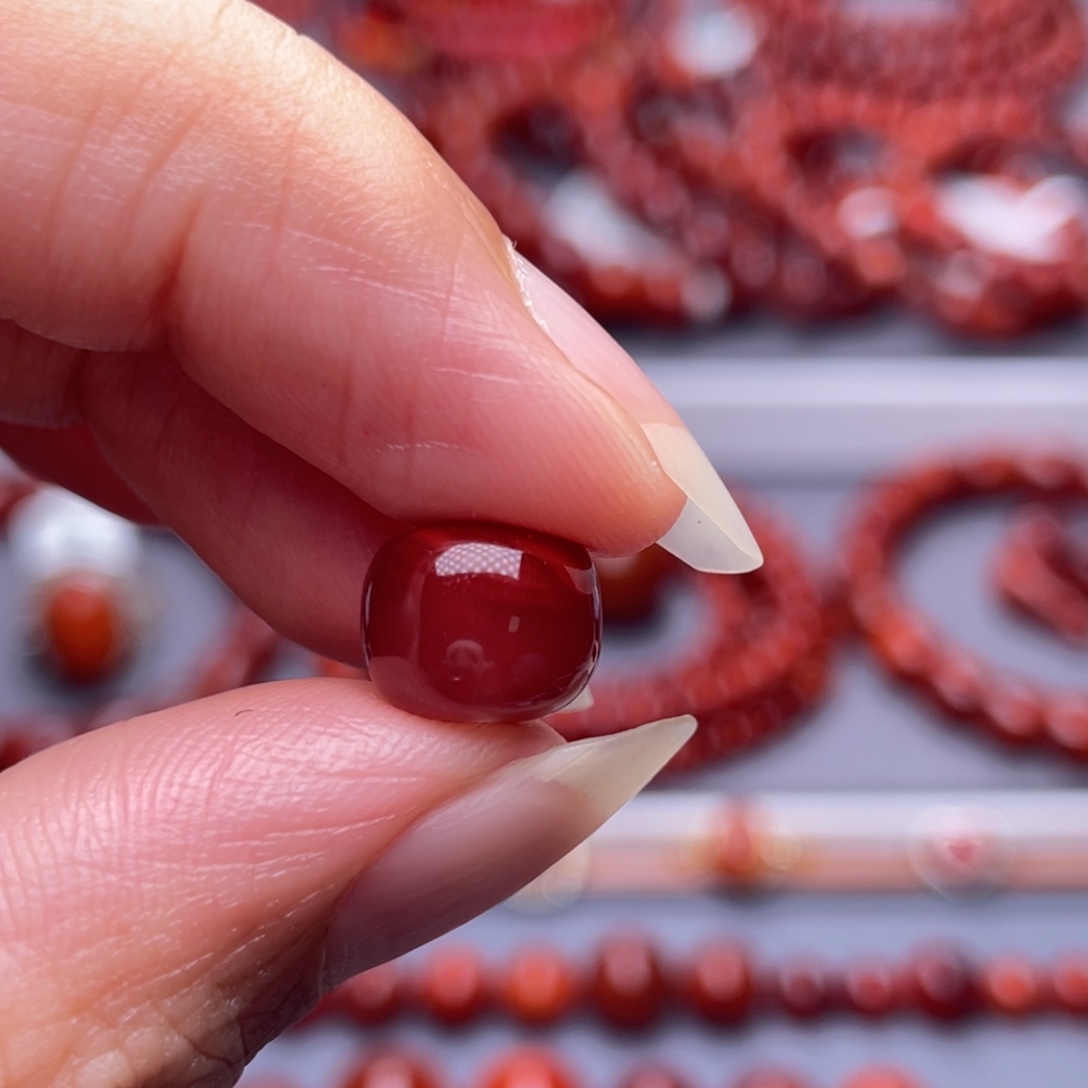 .***子南红玛瑙未镶嵌配珠102mm瓦西玫瑰牛血老型珠