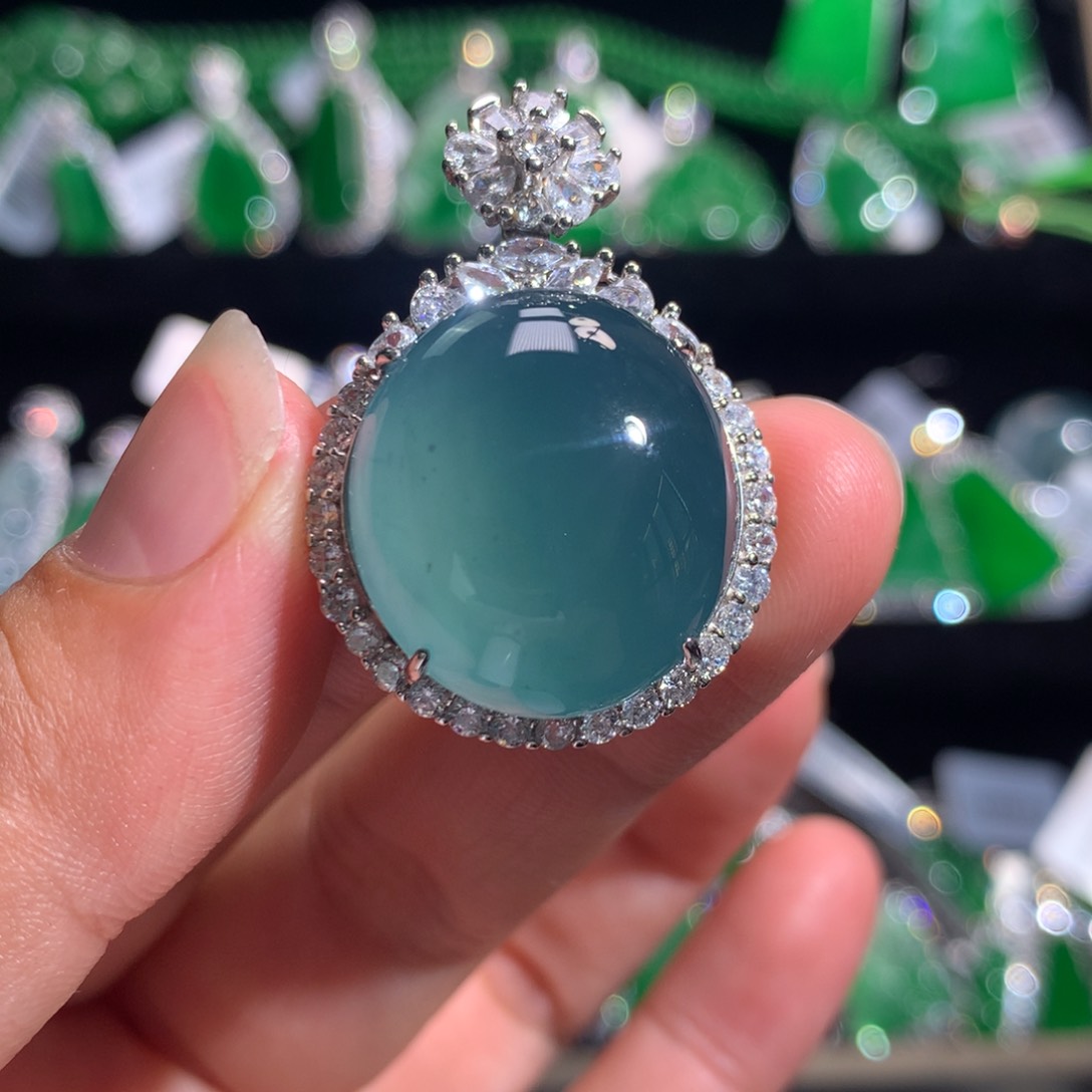 【闪购商品】翡翠银S925镶嵌颈饰天然翡翠