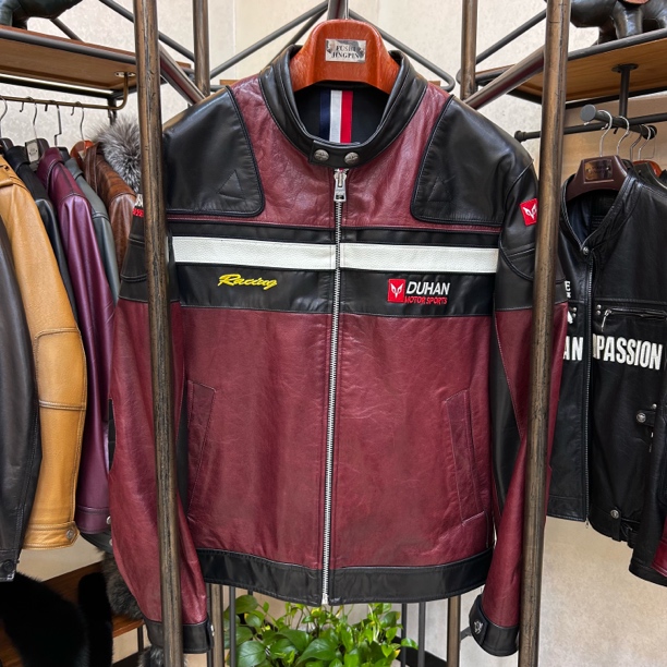 ZXT 男士真皮皮衣布鲁特山羊皮全植油重工刺绣立领赛车服XG28021