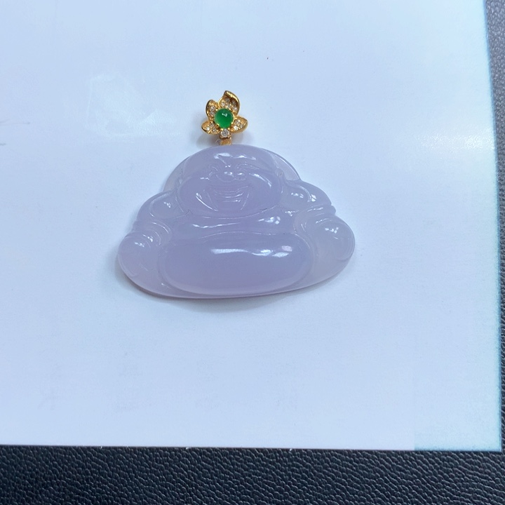 翡翠颈饰18K金镶嵌佛