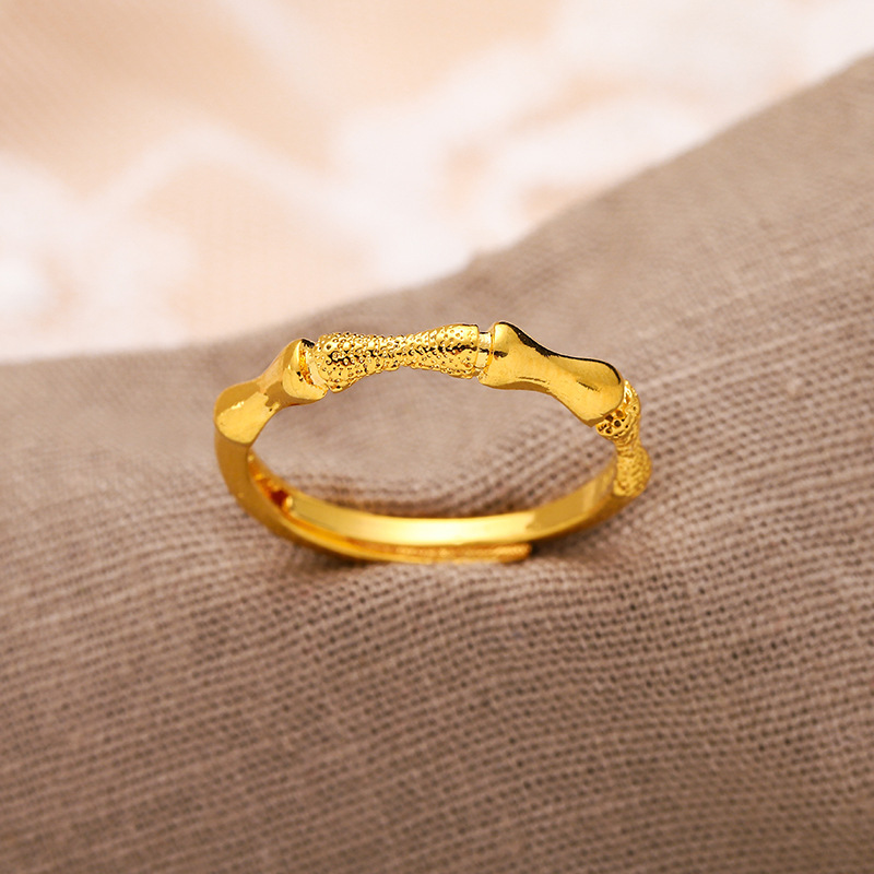 铜合金戒指 大福同款竹节戒指开口可调节情侣同款对戒指环0131