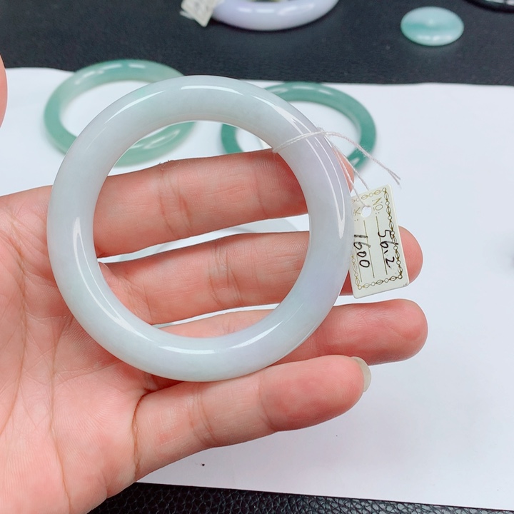 翡翠未镶嵌手镯55-56圆条