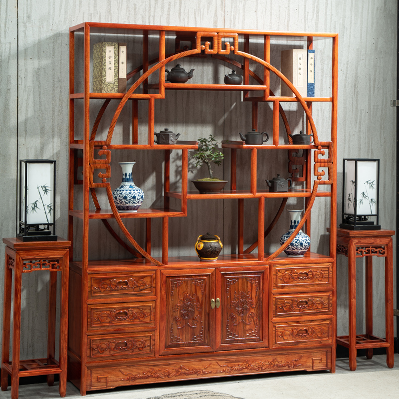 多宝阁博古架实木茶室茶叶多层展示柜柜实用隔断玄关