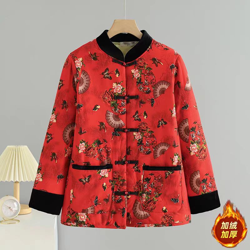新中式复古盘扣棉服古风冬季新款加绒加厚国风棉衣立领外套