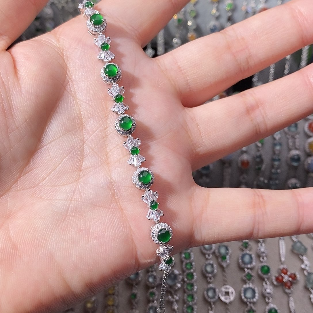 翡翠银S925镶嵌手链