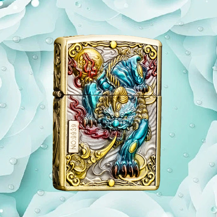 ZORRO佐罗珐琅彩貔貅防风油打火机送男士无油D