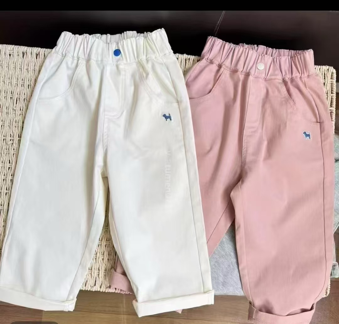 纯色松紧腰休闲裤