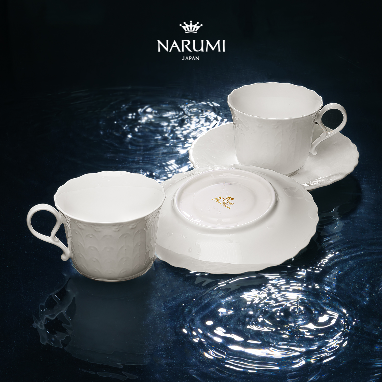 日本NARUMI 鸣海经典Silky White双人茶/咖啡杯碟套装9072-21633