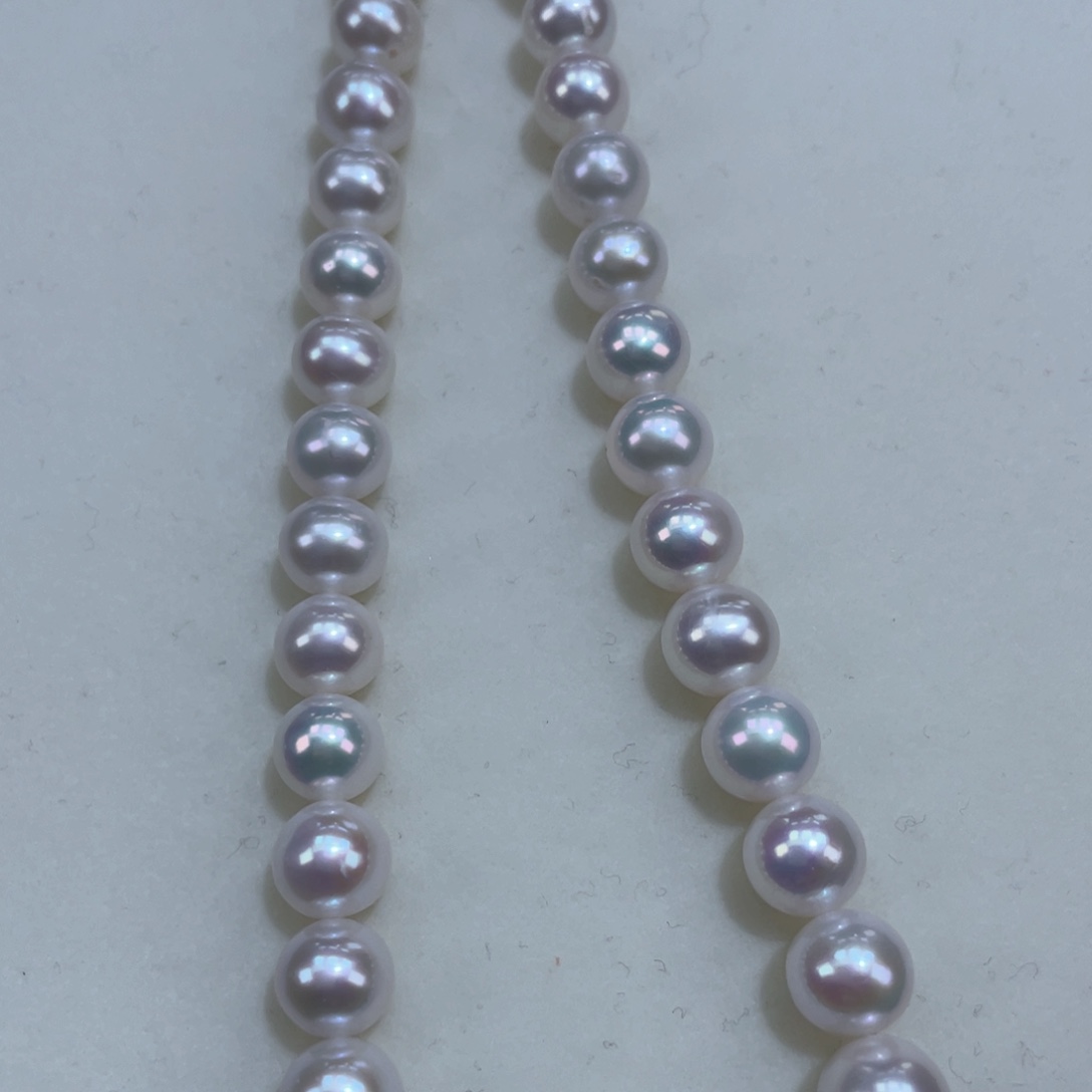 淡水珍珠颈饰银S925镶嵌8.5m左右冷青光炫彩巨亮！