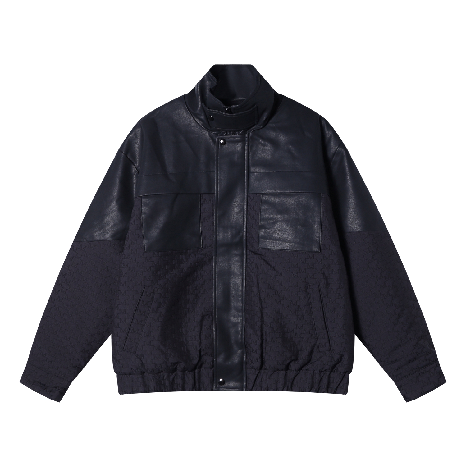 SDSA男士秋冬新款痞帅男装美式撞色拼皮立领夹克棉服百搭时尚外套