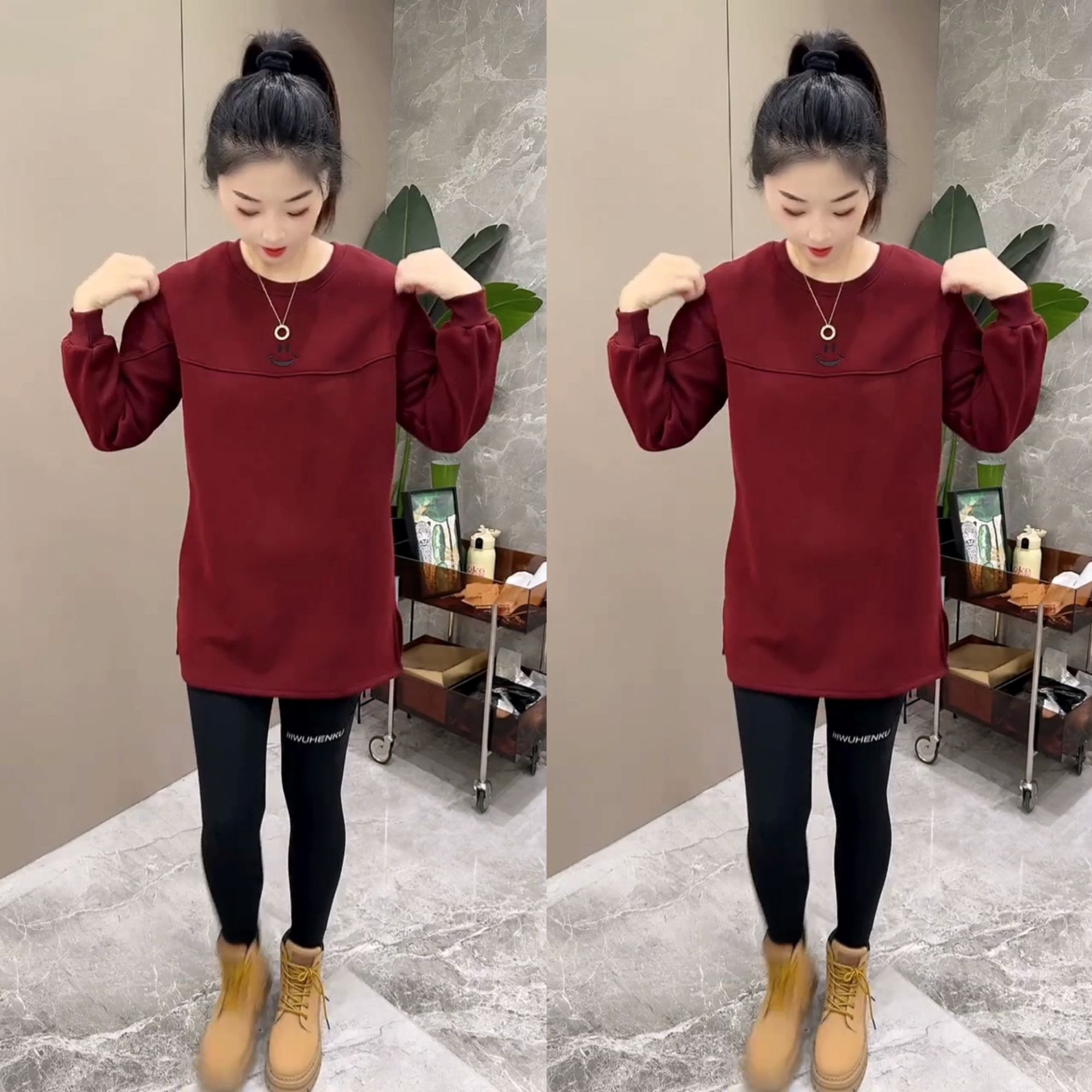 秋冬卫衣冬季中长款加绒加厚刺绣宽松大码显瘦长袖上衣