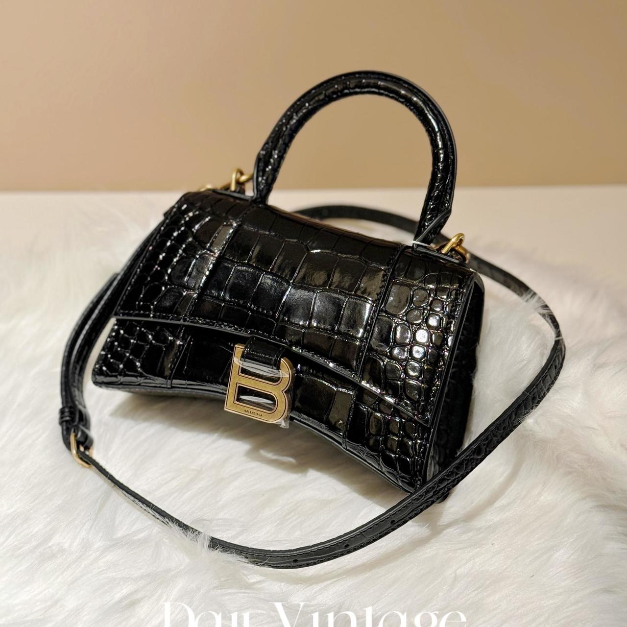 99新 Balenciaga/巴黎世家 大吉中古巴黎世家黑金压纹沙漏xs斜挎