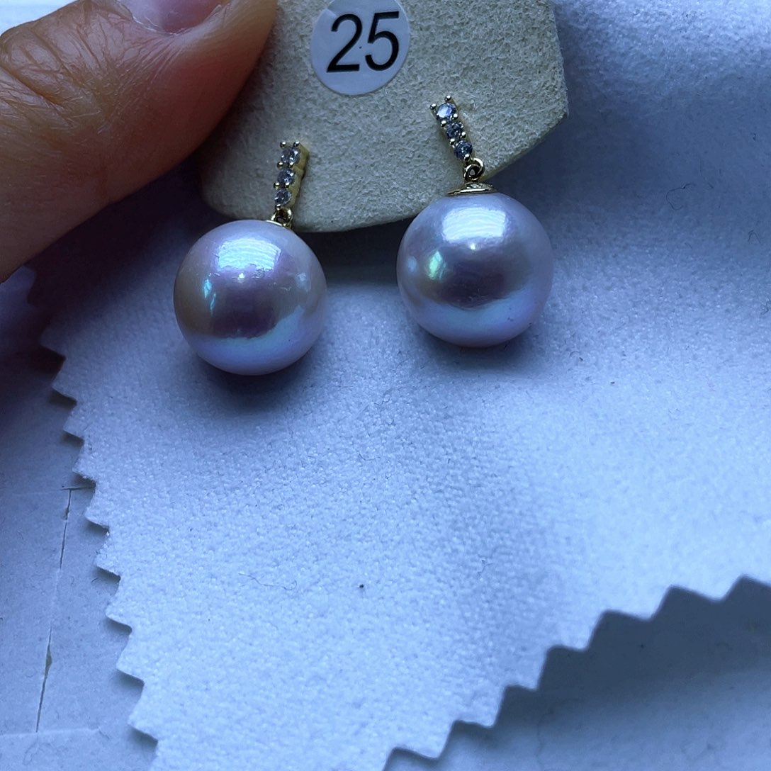 淡水珍珠耳饰银S925镶嵌