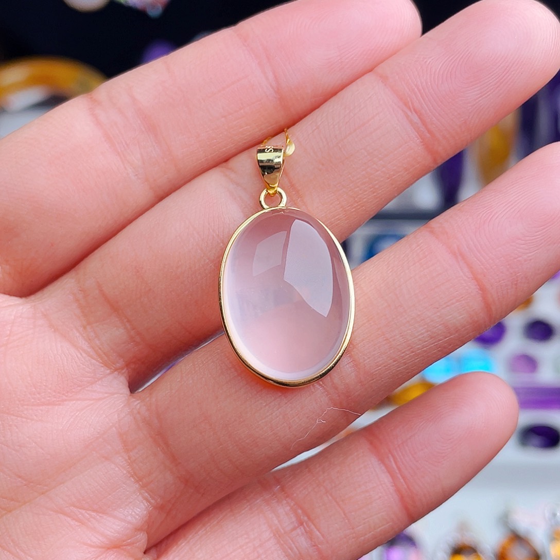 颈饰银S925镶嵌芙蓉石天然保真