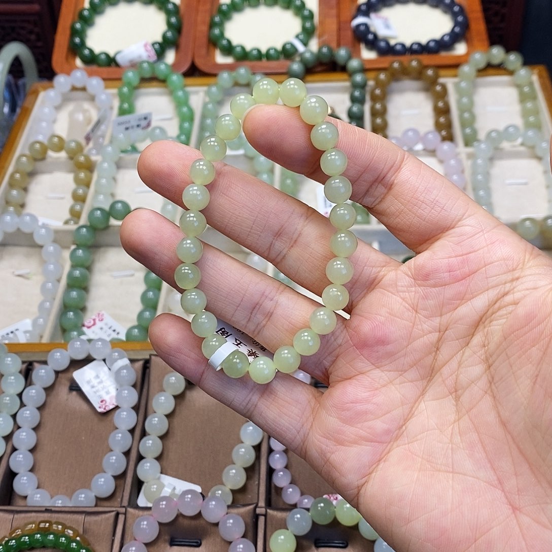 和田玉未镶嵌手串黄口7