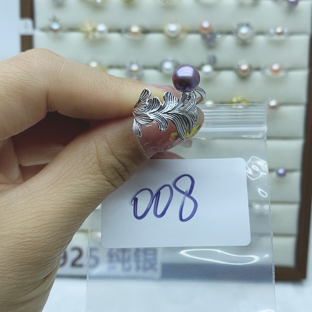淡水珍珠戒指银S925镶嵌008