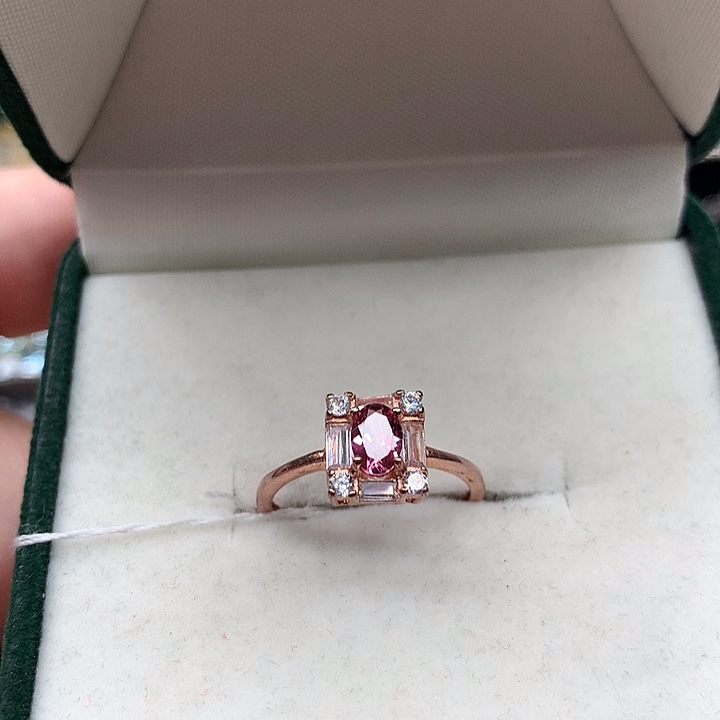 银S925镀金镶嵌戒指碧玺