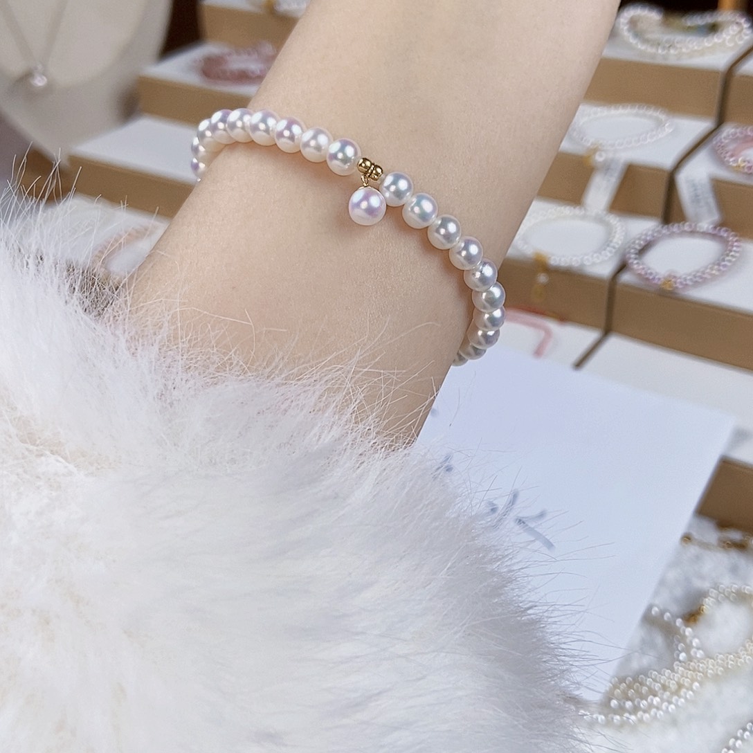 淡水珍珠18K金镶嵌手绳