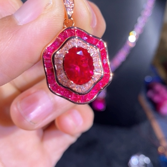 红宝石银S925镶嵌颈饰