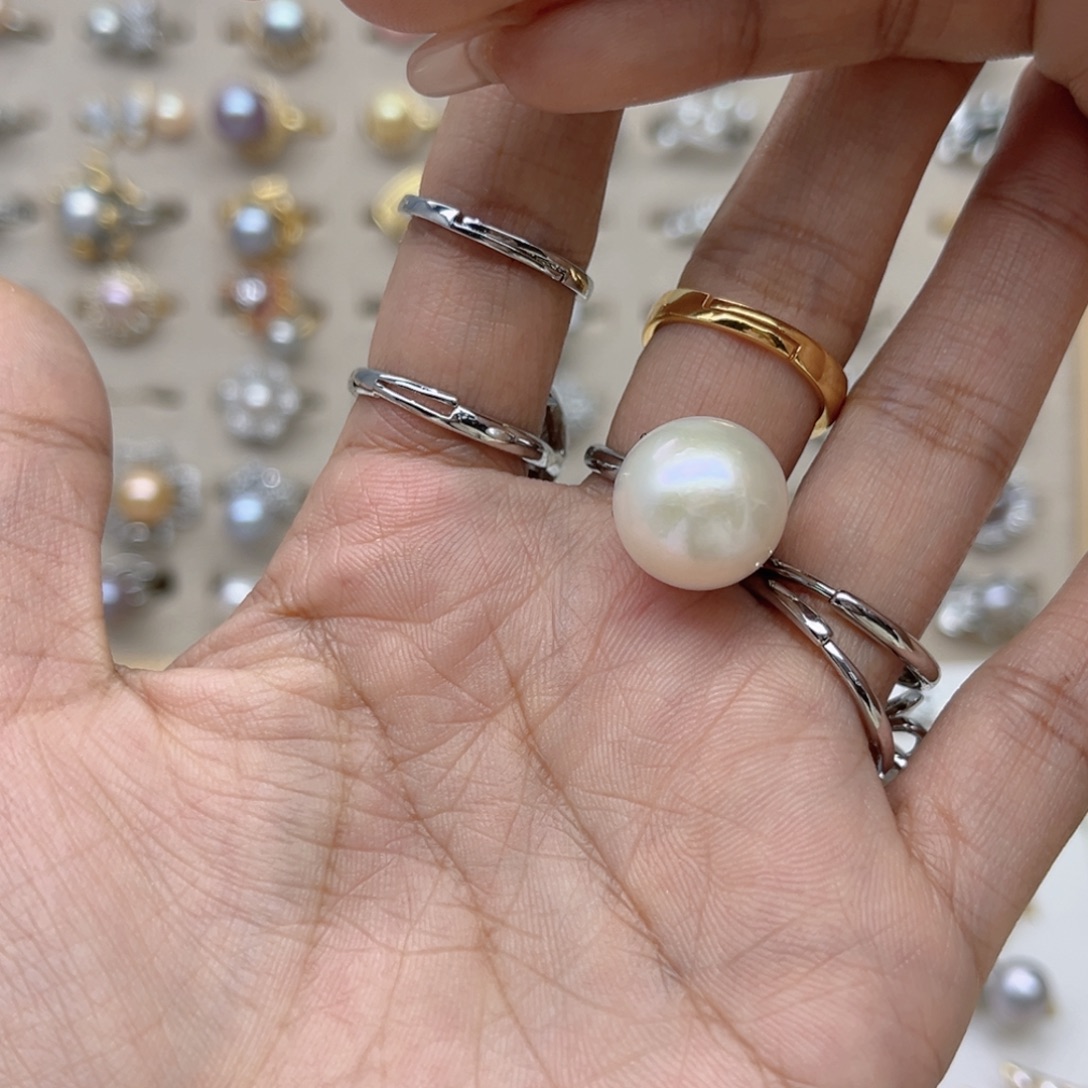 贝****淡水珍珠戒指合金