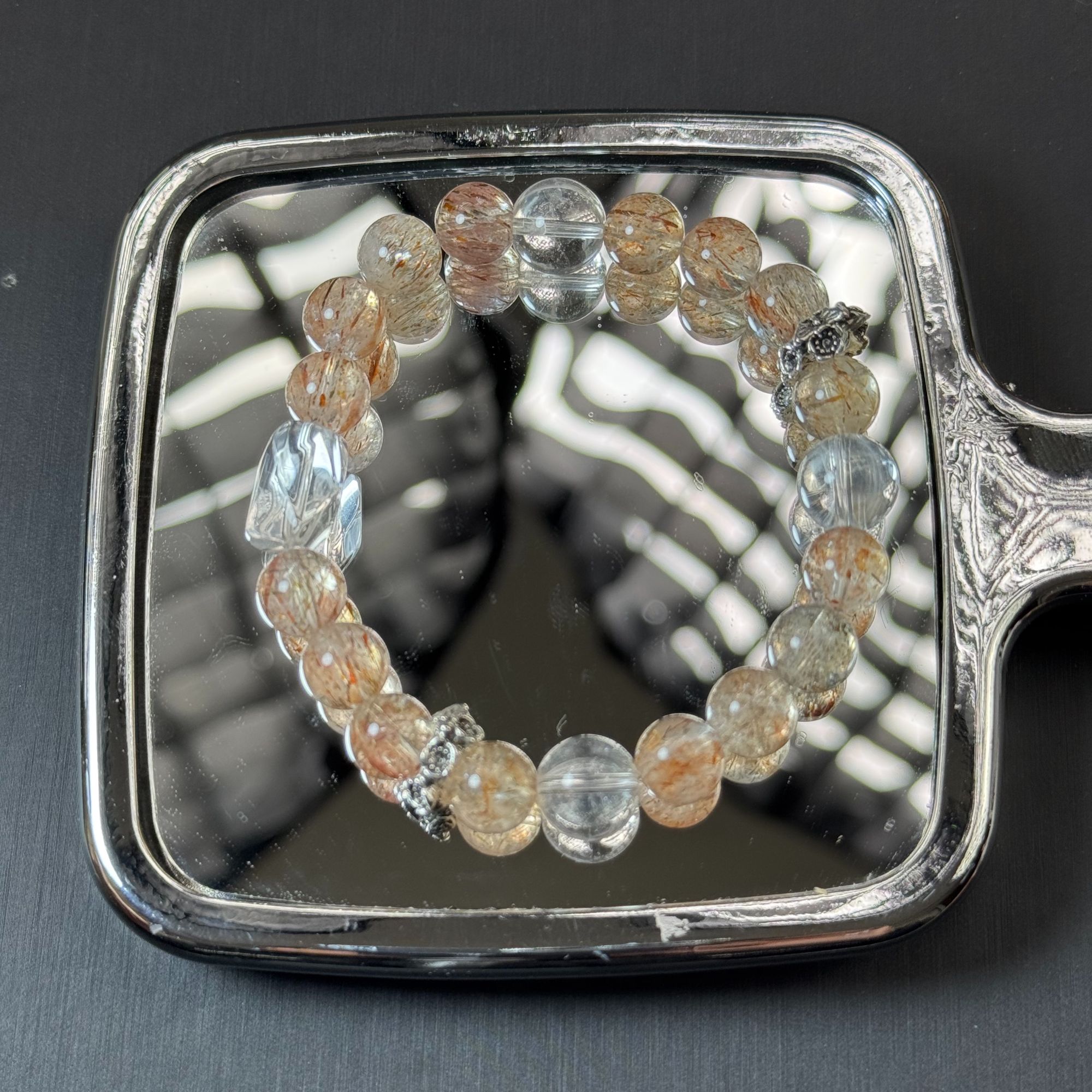 A970 黑金超水晶多宝手链9mm+多样性发一