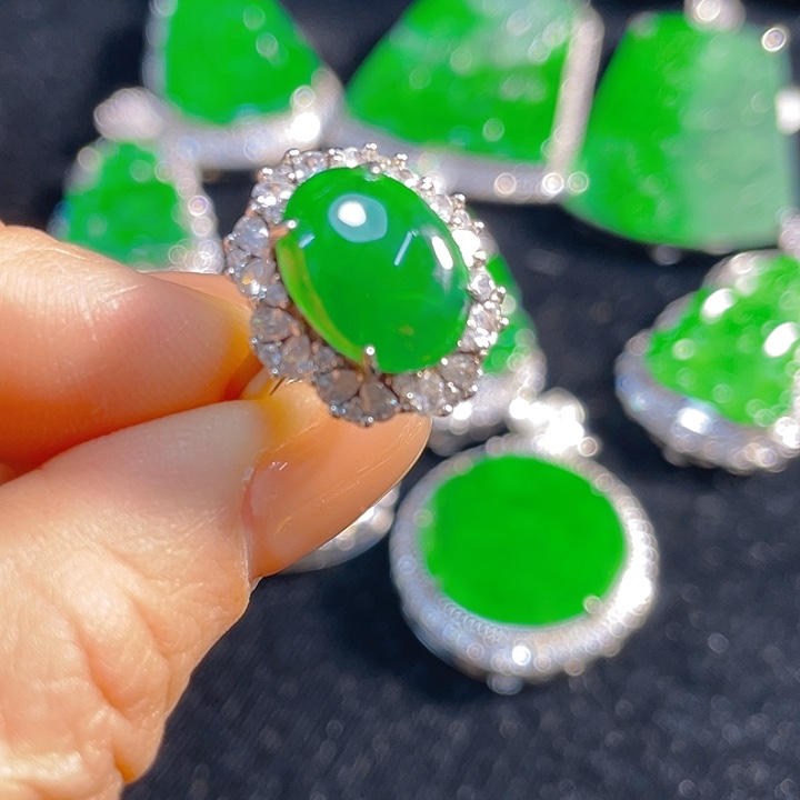 翡翠银S925镶嵌戒指翡翠